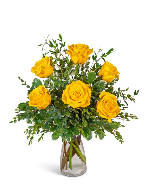 Half Dozen Yellow Roses from Baker Florist in Dover, OH