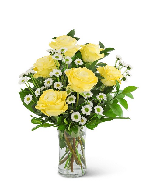 Yellow Roses with Daisies from Baker Florist in Dover, OH