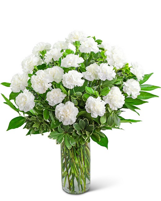 White Carnations Vase from Baker Florist in Dover, OH