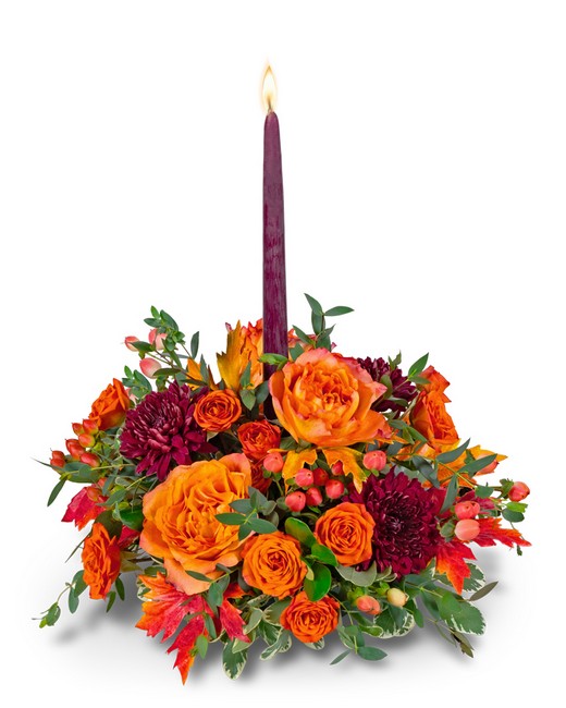 Persimmon Glow Centerpiece from Baker Florist in Dover, OH