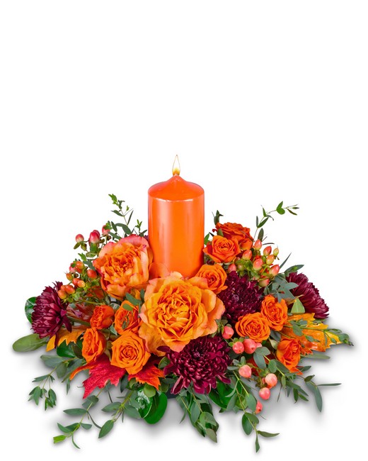 Persimmon Flame Centerpiece from Baker Florist in Dover, OH