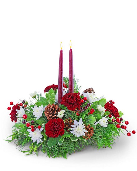 Cranberry Christmas Centerpiece from Baker Florist in Dover, OH