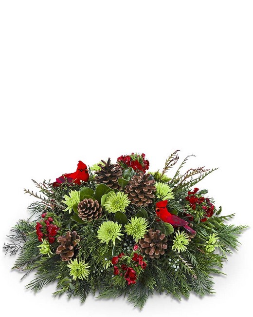 Where Cardinals Gather Centerpiece from Baker Florist in Dover, OH