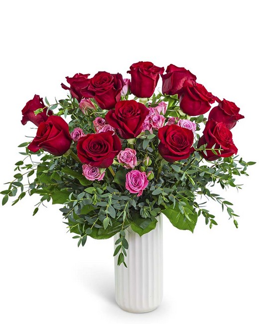 One Dozen Red Roses with Sweetheart Pink from Baker Florist in Dover, OH