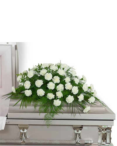 Peaceful in White Casket Spray from Baker Florist in Dover, OH