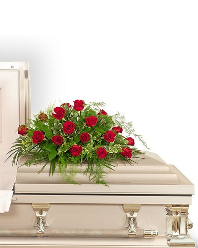 18 Red Roses Casket Spray from Baker Florist in Dover, OH