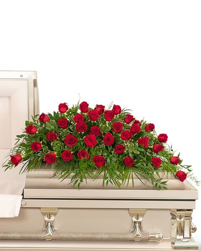 36 Red Roses Casket Spray from Baker Florist in Dover, OH